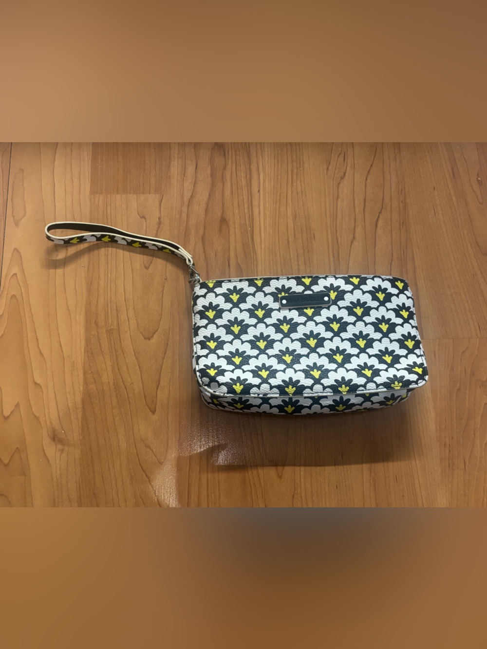 Vera Bradley Wristlet in Black White Yellow Print